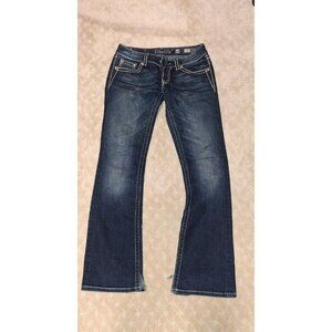 Miss Me Jeans Women's Size 30x34 Boot Cut Dark Wash Bling Flap Pocket JS5014B58